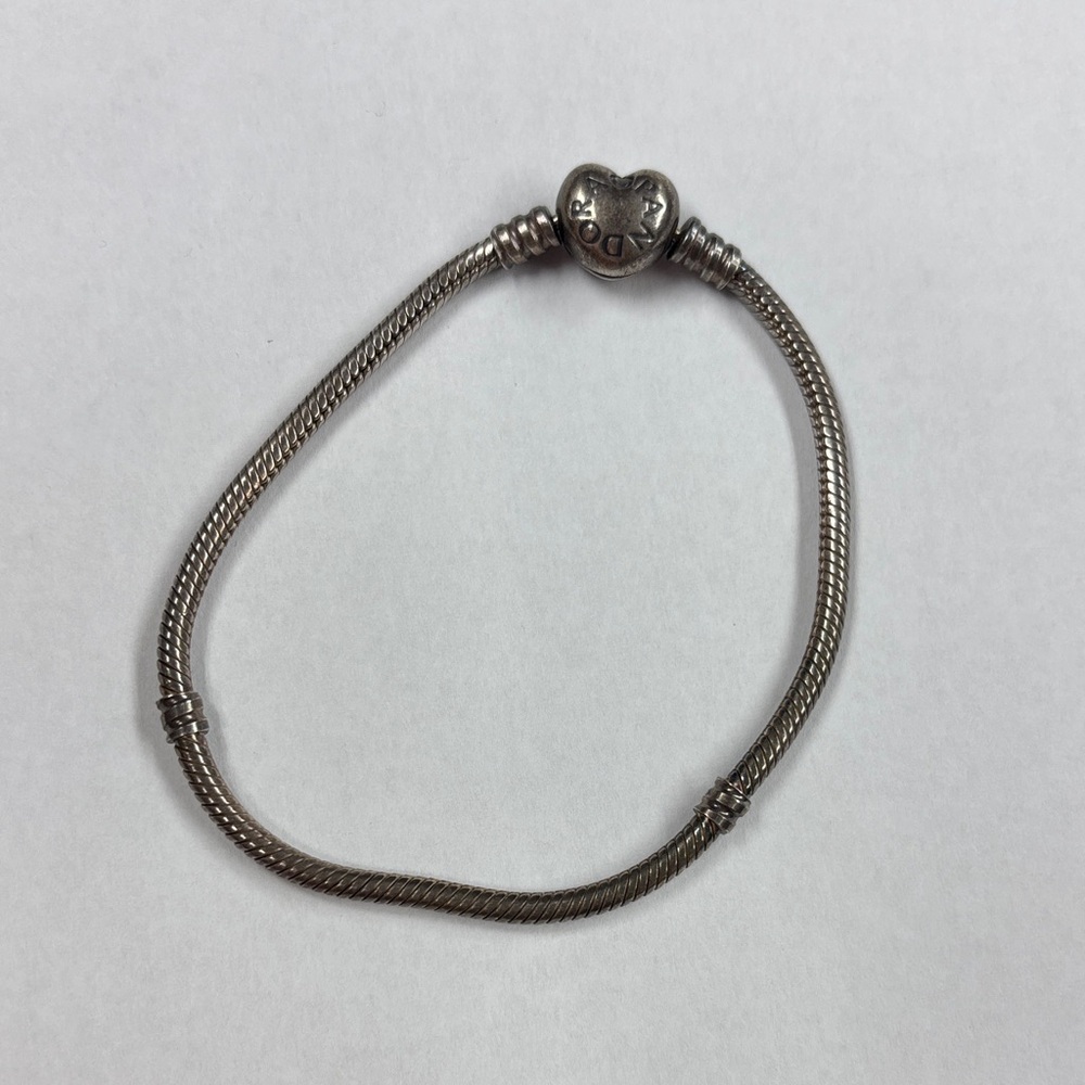 Pandora Silver Heart Clasp Snake Chain Bracelet